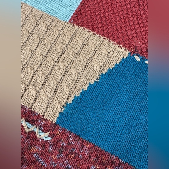 Vintage Lagenlook Patchwork Oversized Sweater Women’s 2X Knit Cottagecore Fall - Picture 3 of 10